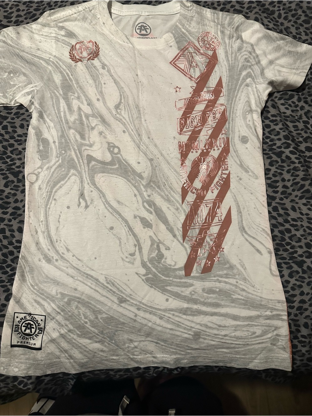 American Fighter Women's Short Sleeve Tee in White and Rust